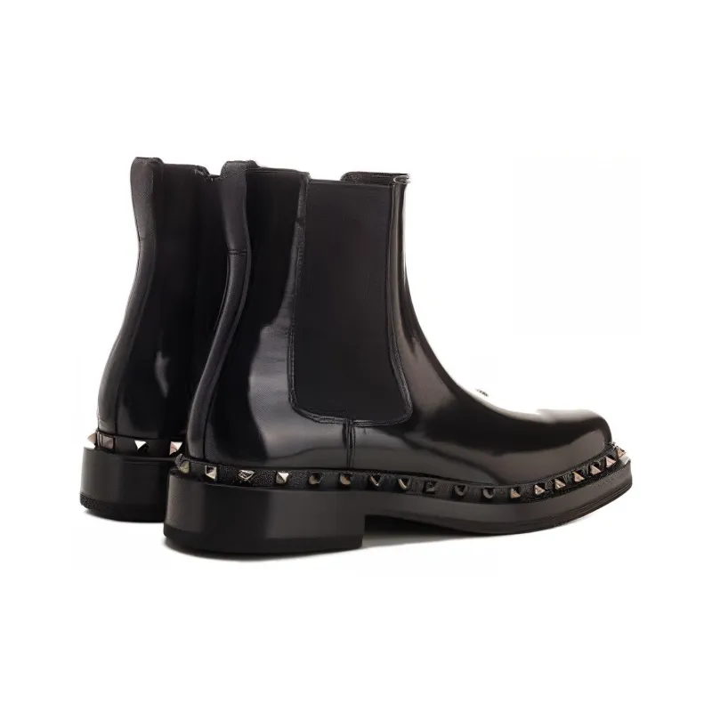 Valentino ROCKSTUD Short Chelsea Boots Women's Black-3