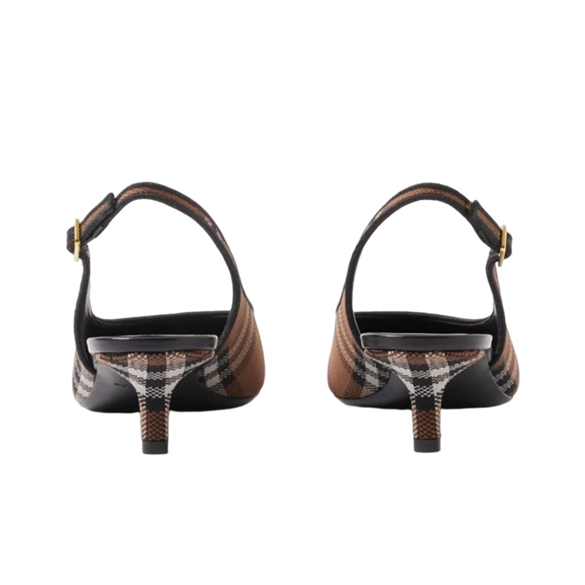 【関税込み】BURBERRY Slingback check BURBERRY Checked canvas-jacquard slingback pumps | NET-A-PORTER
