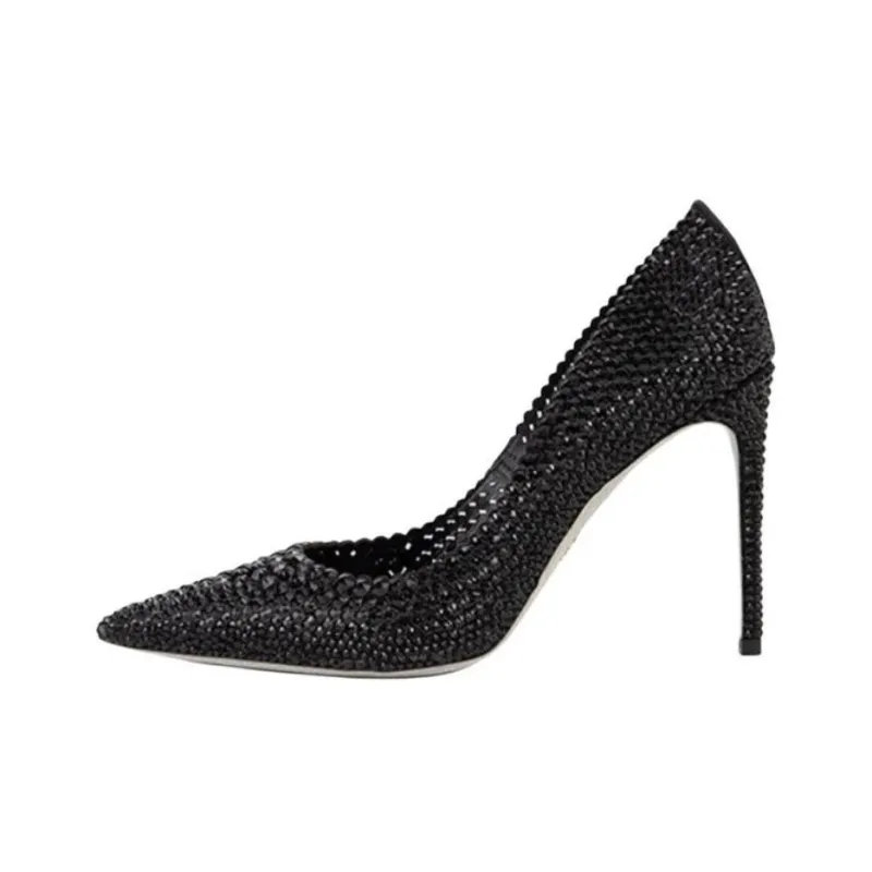 RENE CAOVILLA Carrie Slim Heel High Heels 10.5cm Women's Black-0