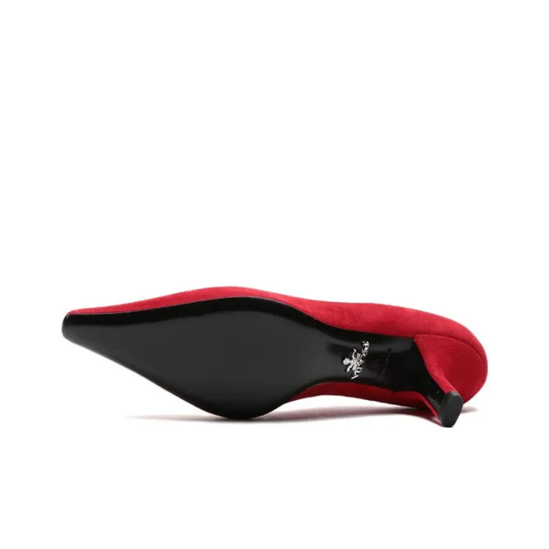 PRADA Slim Heel High Heels Women's Red-5