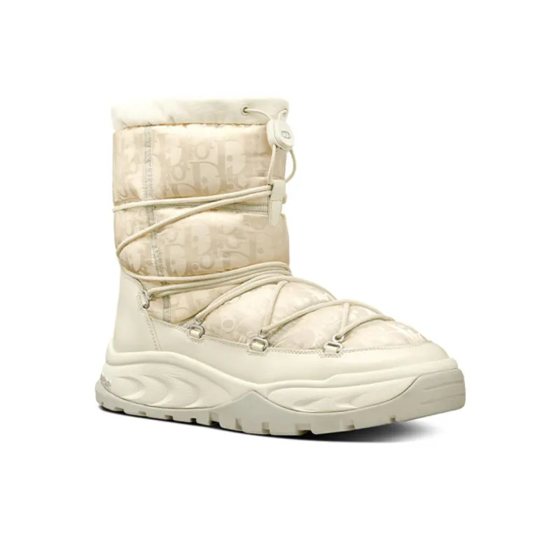 DIOR Snow Warm Slip Resistant Coverage Short Snow Boots Men's Gray White-3