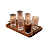 Vertical Grain Cup, 380ML/6 Pack+Solid Wood Tray