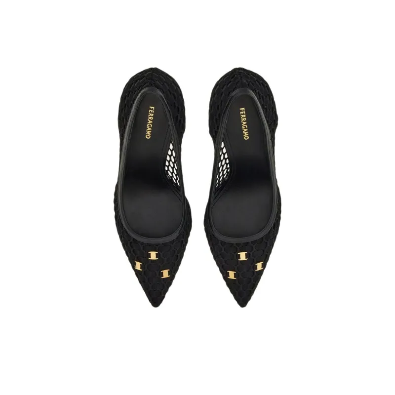 FERRAGAMO 95mm Vara-appliqué Slingback Pumps-4