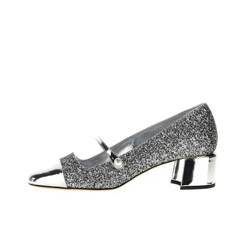 Jimmy Choo Elisa Chunky Heel High Heels 4.5cm Women's Silver
