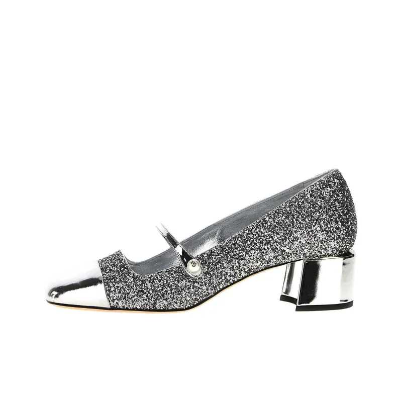 Jimmy Choo Elisa Chunky Heel High Heels 4.5cm Women's Silver-0
