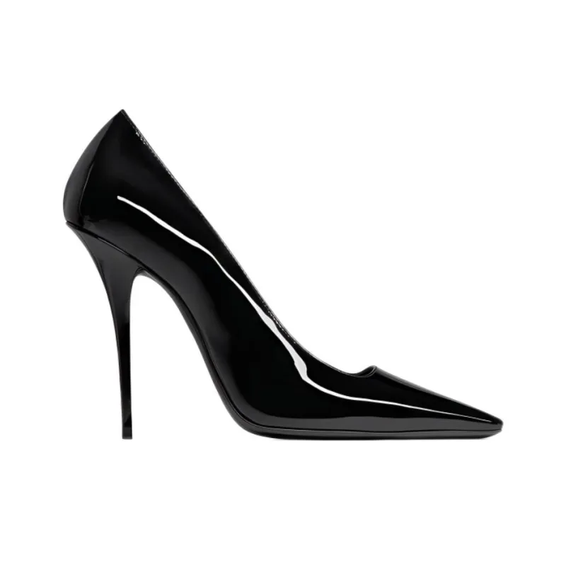 SAINT LAURENT Anja Slim Heel High Heels 11cm Women's Black-2
