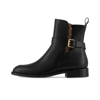 LOUIS VUITTON Westside Ankle Boots 'Black With Brown Monogram' Women's