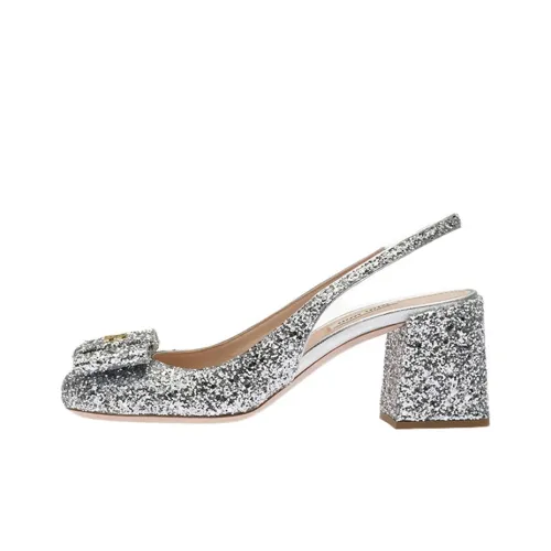 MIU MIU Chunky Heel High Heels 6.5cm Women's Silver