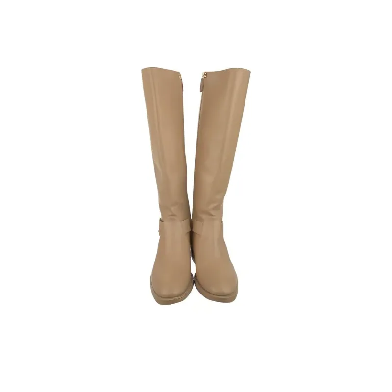 CHANEL Knee high Boots Women's Beige-1