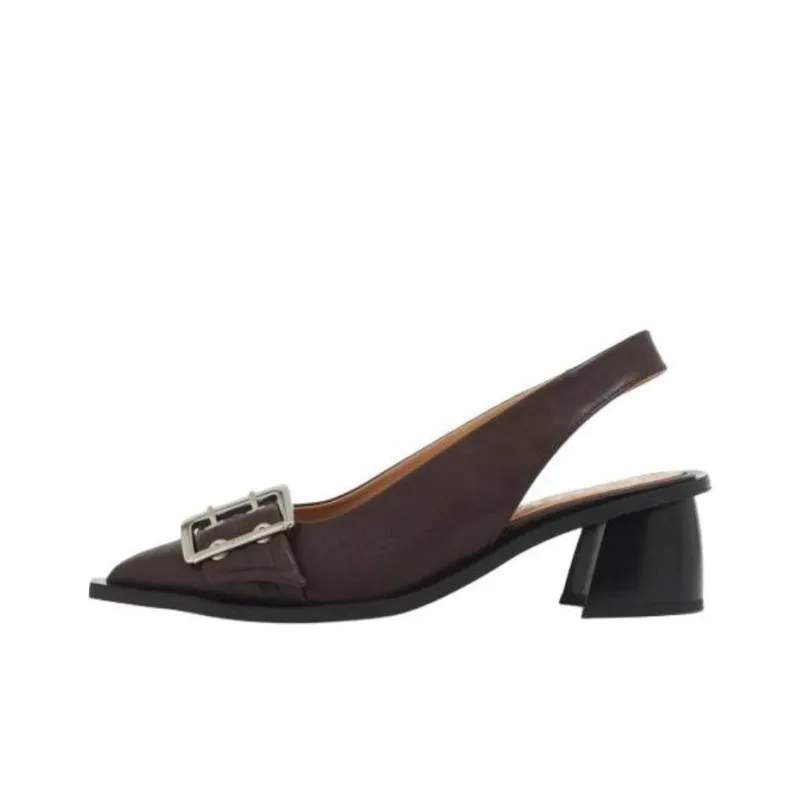 GANNI Chunky Heel High Heels 5cm Women's Brown-0
