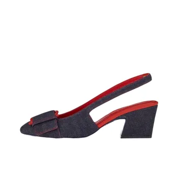 FERRAGAMO Gancini Block Heel High Heels Women's Blue