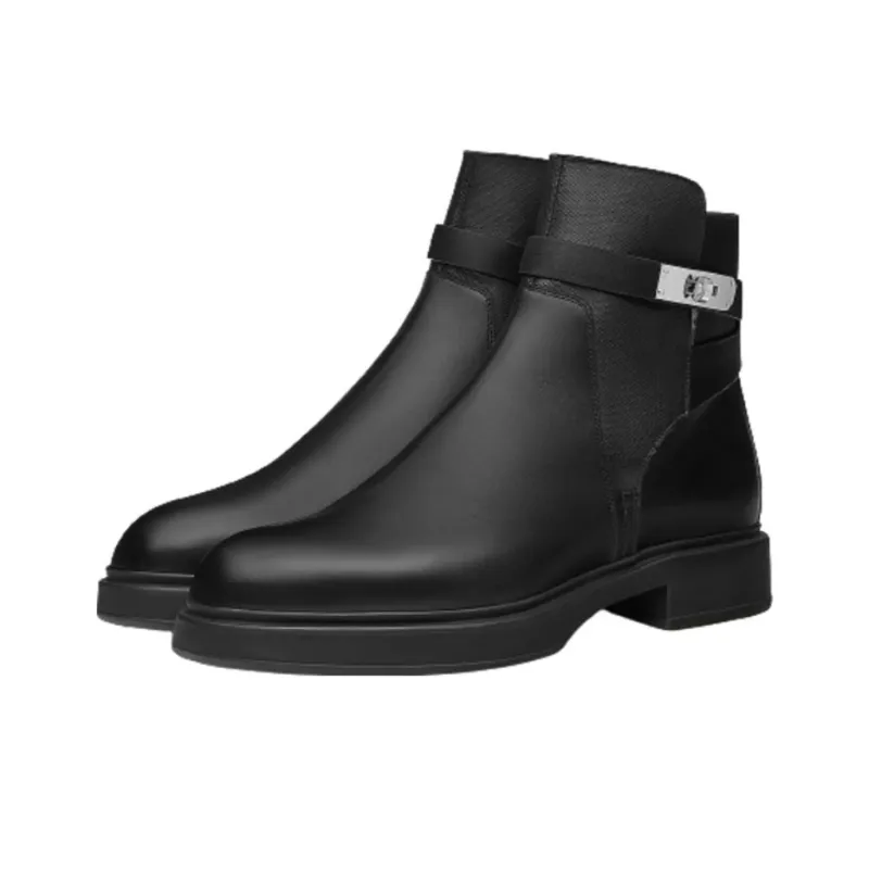 HERMES Ankle Boots Men Black-2