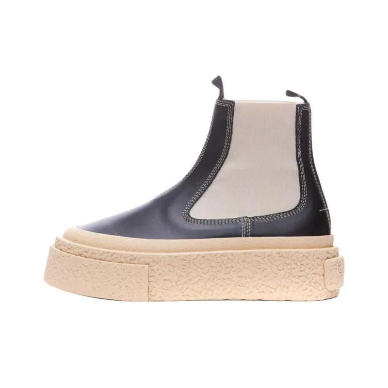 MM6 Maison Margiela Round-toe Leather Ankle Boots-0