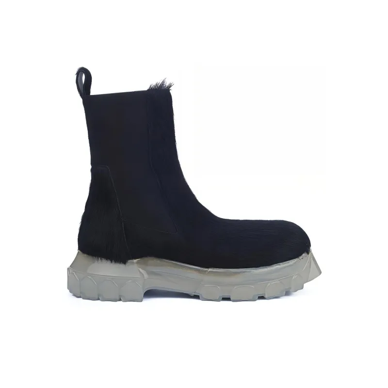 RICK OWENS/RO Strobe Beatle Bozo Short Chelsea Boots Men's Black-1