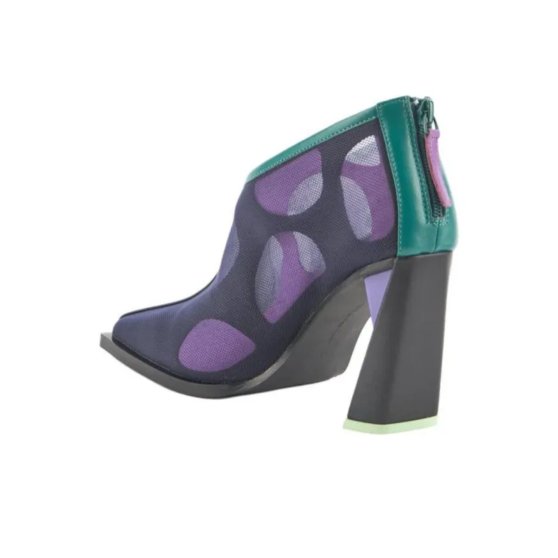 UNITED NUDE Zink Mesh Bootie Hi Ankle Boots 9cm Women's Purple-3