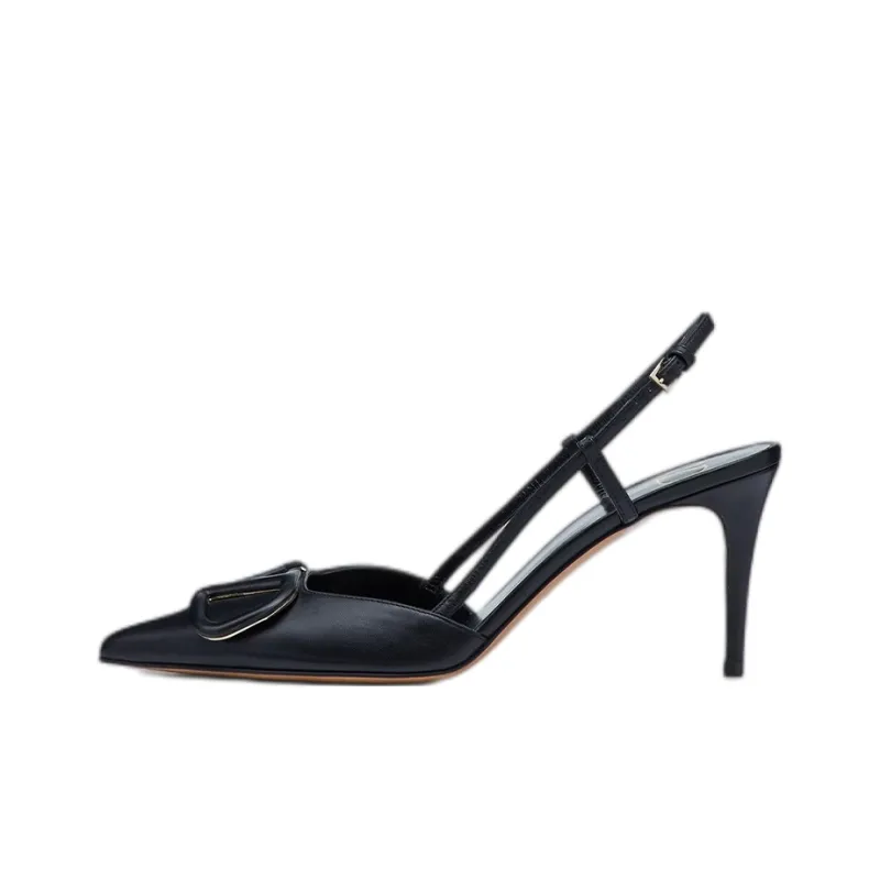 Valentino VLogo Signature GARAVANI Slim Heel High Heels 8cm Women's Black-0