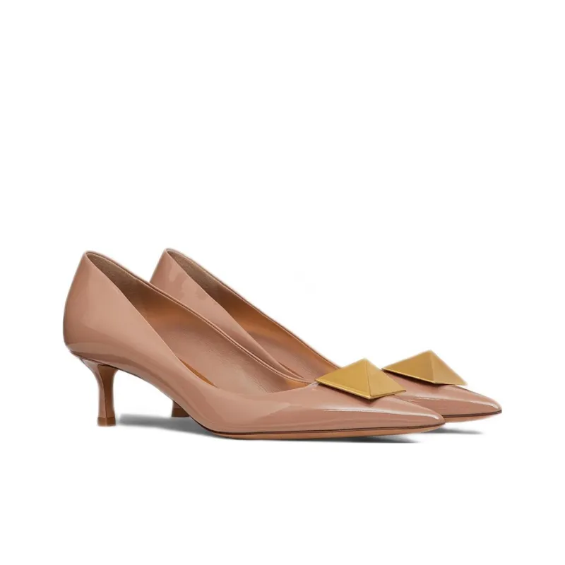 Valentino One Stud Slim Heel High Heels 5cm Women's Pink-2