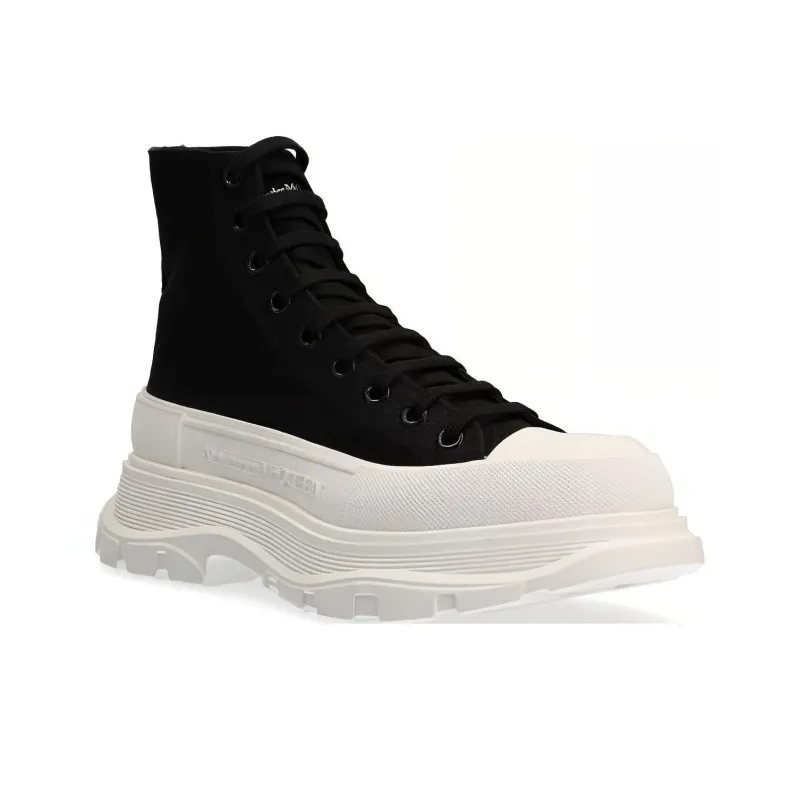 Alexander McQueen Tread Slick Lace Up Boot Black White-2
