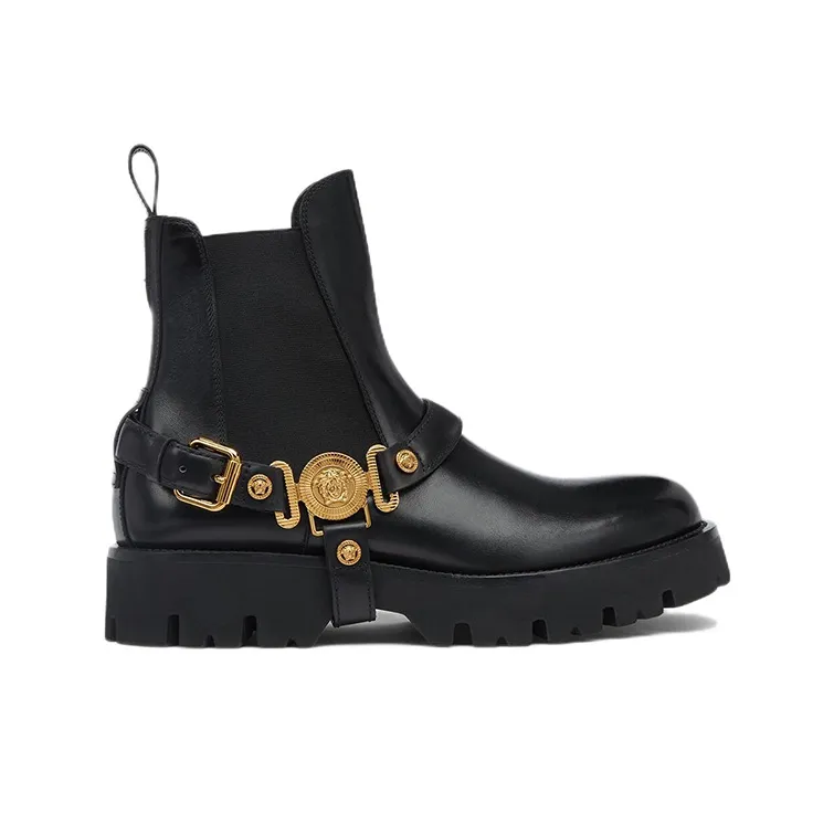 VERSACE Short Chelsea Boots Men's Black-1