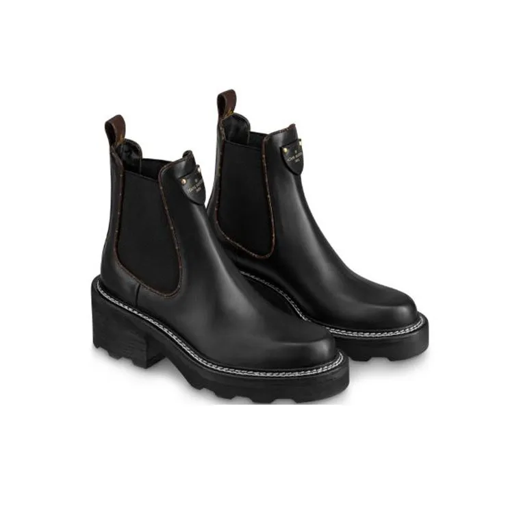 LOUIS VUITTON Lv Beaubourg Chlsea Boots 'Black Brown White' Women's-2