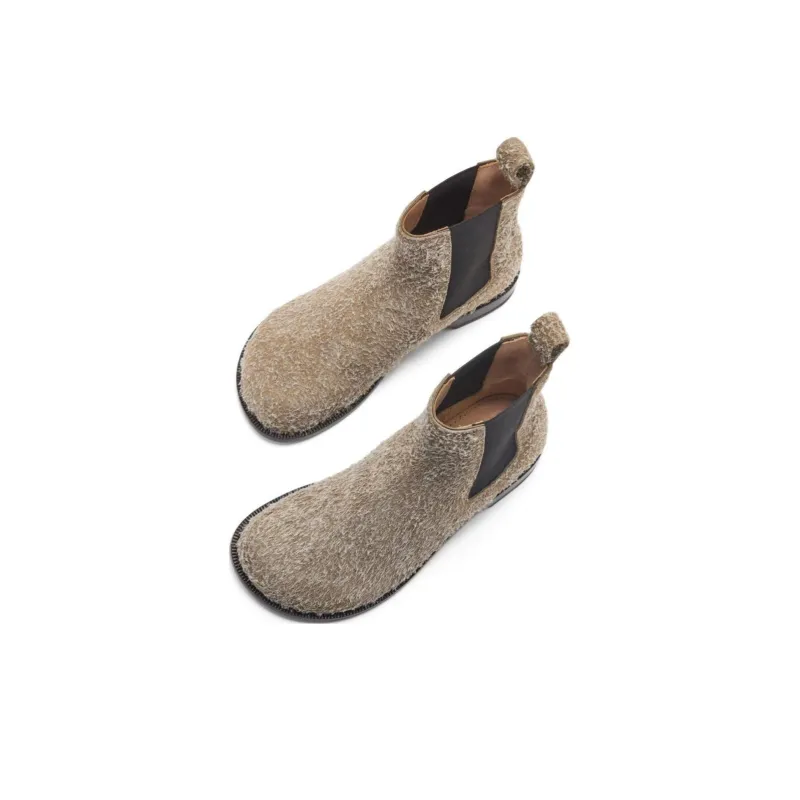 LOEWE Campo Short Chelsea Boots 3cm Men's Khaki Green-4