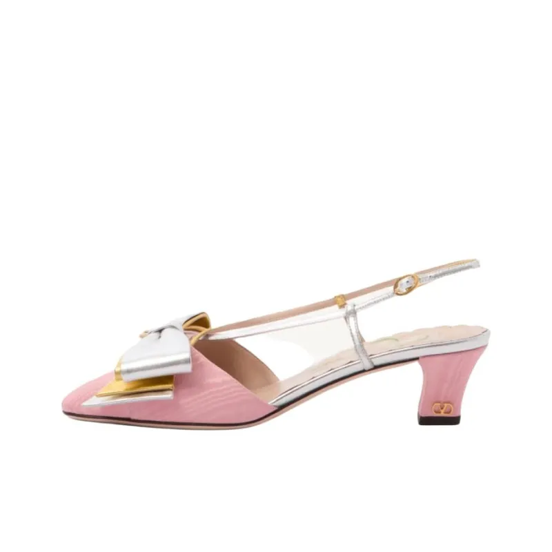 Valentino Bowow Chunky Heel High Heels 4.5cm Women's Pink-0