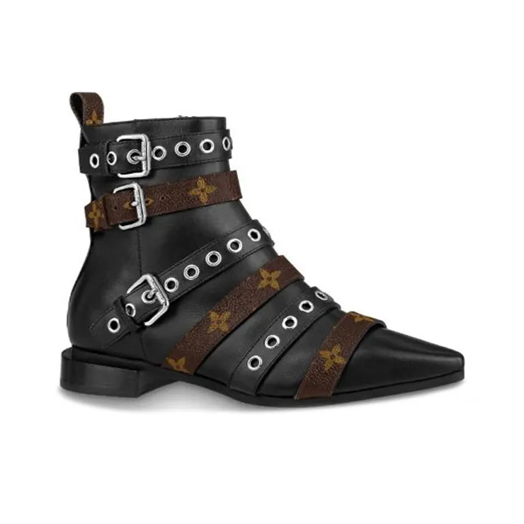 LOUIS VUITTON Jumble Ankle Boots 'Black With Multiple Straps' Women's-1