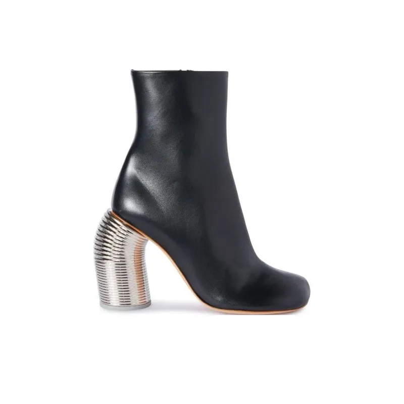OFF WHITE Spring Leather Ankle Boots Women's-1