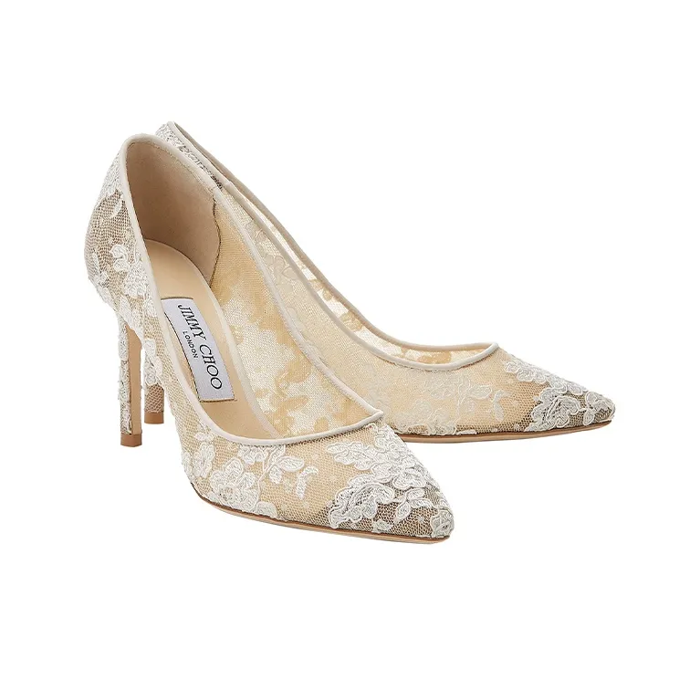 Jimmy Choo ROMY Slim Heel High Heels 8.5cm Women's Ivory-3