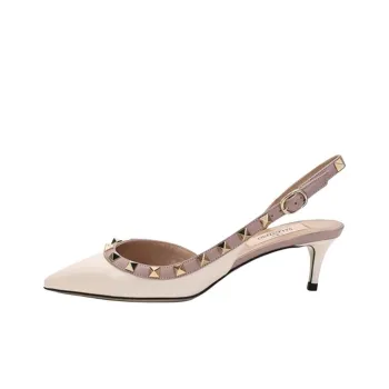Valentino Rockstud Slim Heel High Heels 5cm Women's Light Ivory Gray Pink