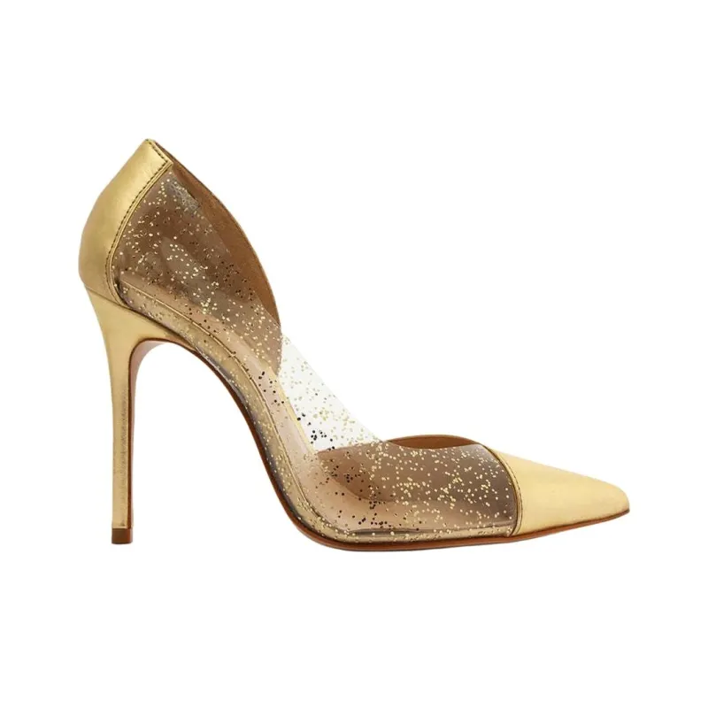 Schutz Cheslie Slim Heel High Heels 11cm Women's Gold-1