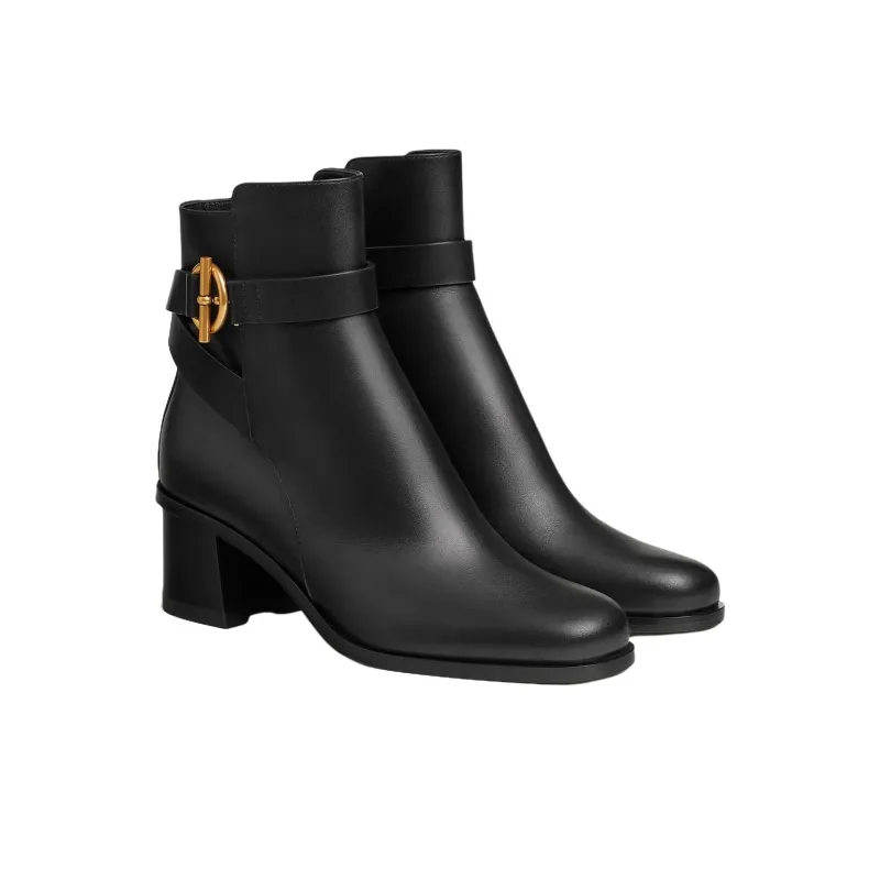 HERMES Jill Ankle Boots 6cm Women's Black-2
