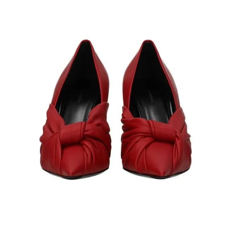 Balenciaga Drapy Slim Heel High Heels 10cm Women's Red-4