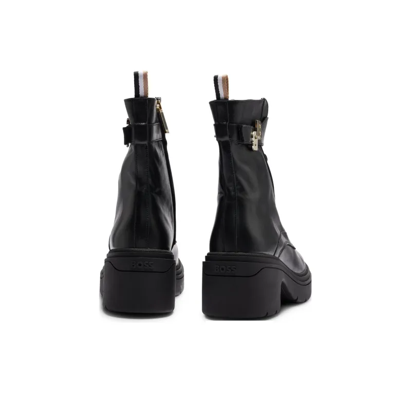 BOSS Monogram-plaque 80mm Leather Combat Boots-3