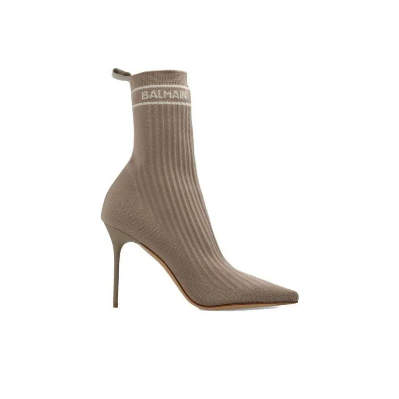 BALMAIN Ankle Boots 11cm Women's Beige-1