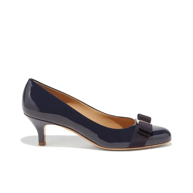 FERRAGAMO Carla Slim Heel High Heels 5.5cm Women's Dark Blue-1