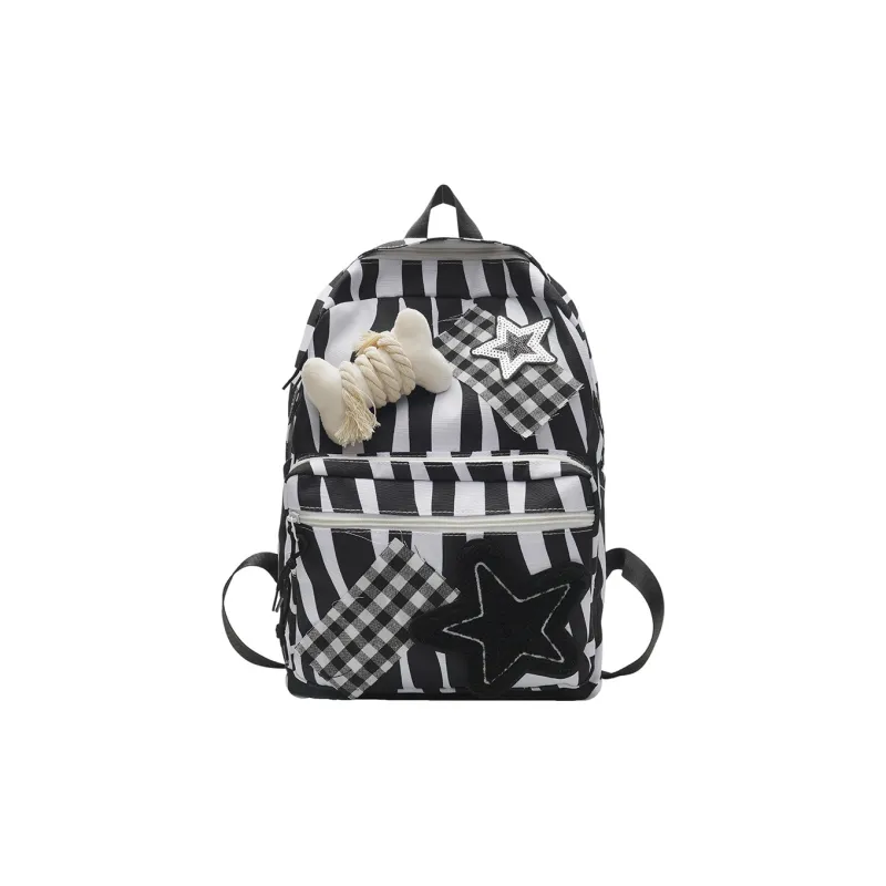 Yalu Nylon Backpack Regular Women's Black/Brown-4