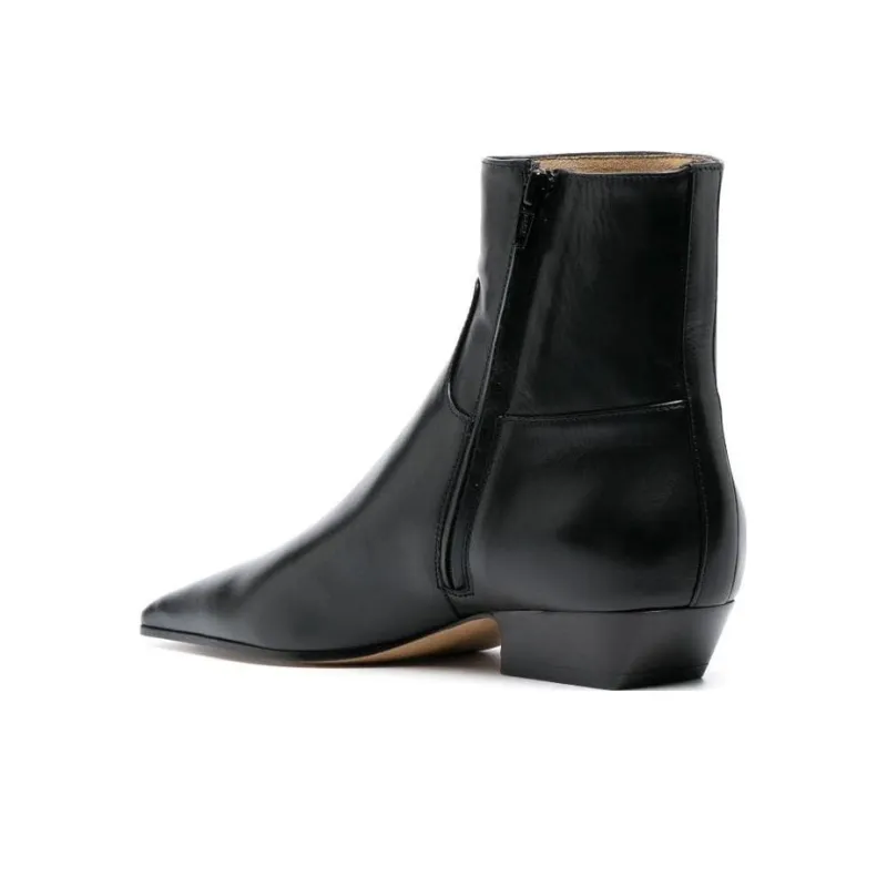 KHAITE The Marfa Leather Ankle Boots Women's-3