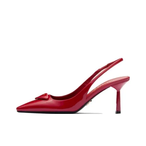 PRADA Slim Heel High Heels 7.5cm Women's Cherry Red