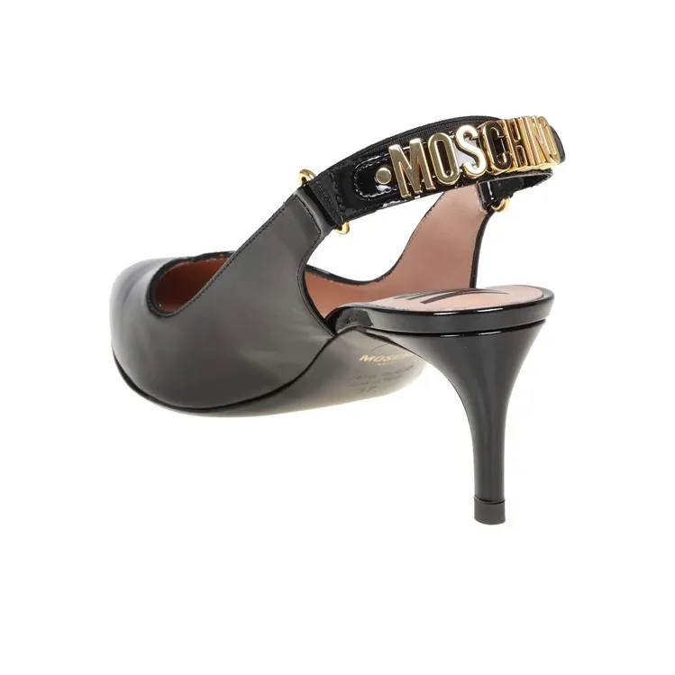 MOSCHINO Logo-plaque Patent Pumps-3