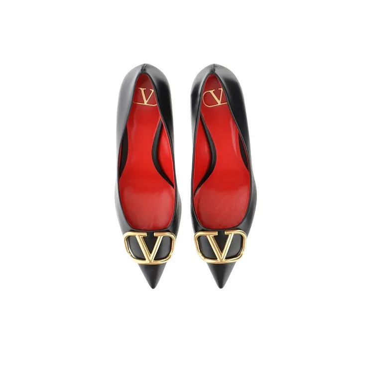 Valentino Slim Heel High Heels Women's Black-3