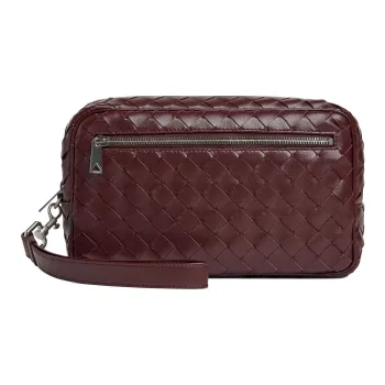 Bottega Veneta Intrecciato Calfskin Clutch Men's Hibiscus Brown