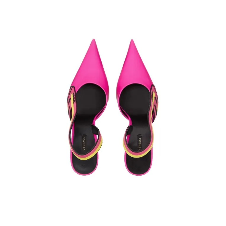 VERSACE La Greca High Heels Women's Rose Red-3