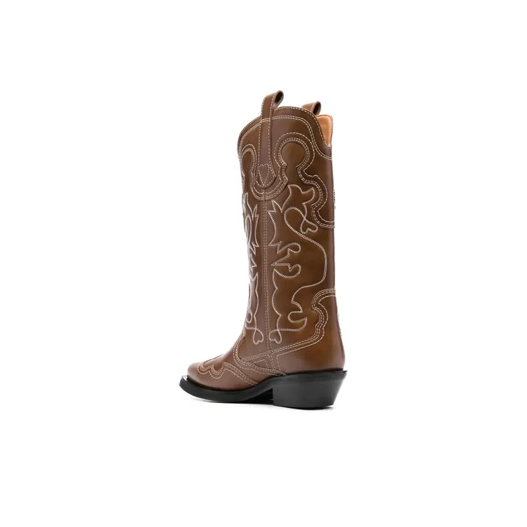 GANNI Western Mid-Calf Boots Women's Umber-3