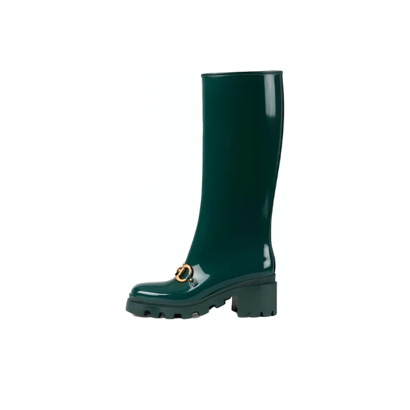 GUCCI Horsebit Knee high Boots Women's Green-0
