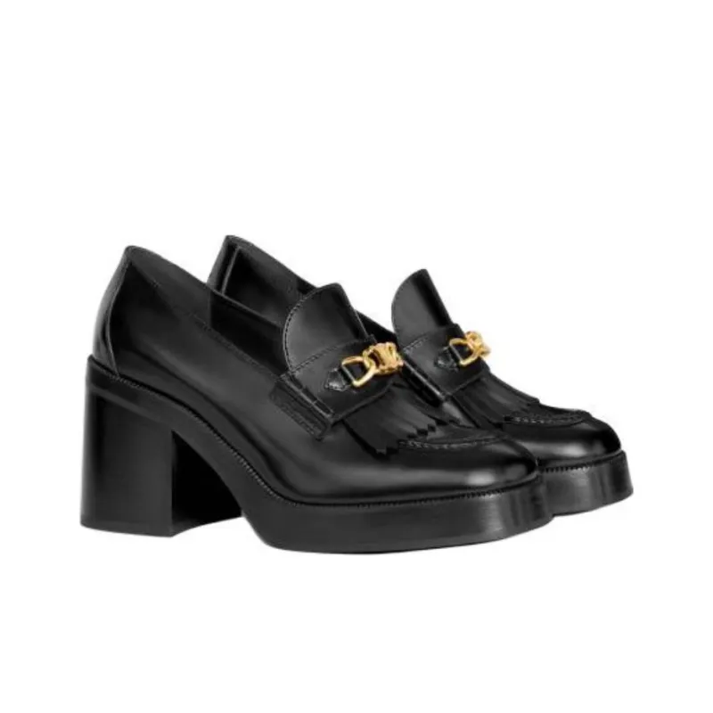 CELINE Chunky Heel High Heels Women's Black-2