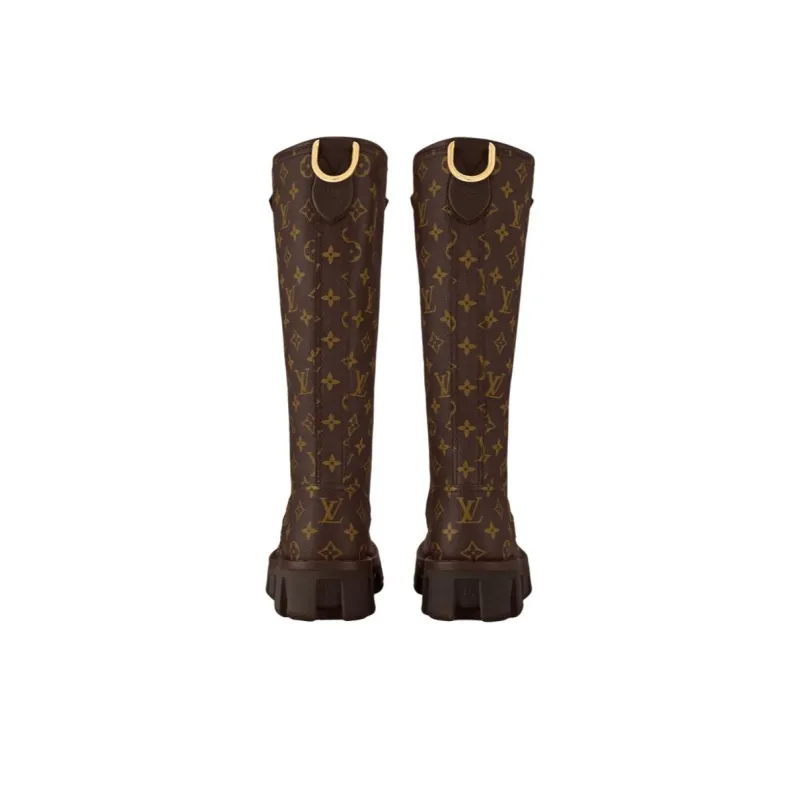 LOUIS VUITTON Knee high Boots Women's Brown-3