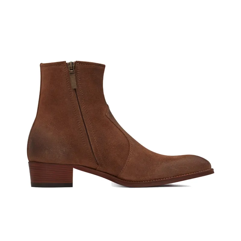 SAINT LAURENT Wyatt Ankle Boots Men Vintage Brown-1