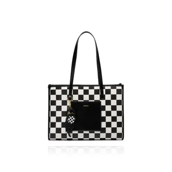 JUST STAR PU Textile Tote Bag Shopping Bag Shoulder Bags Women's Magic Black/Youth Green