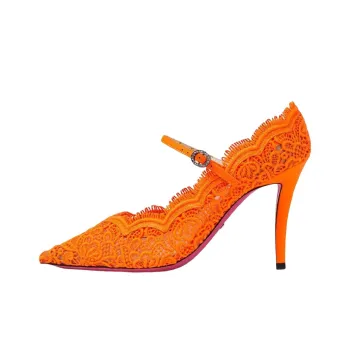 GUCCI Orange Virginia 95 Lace Pumps
